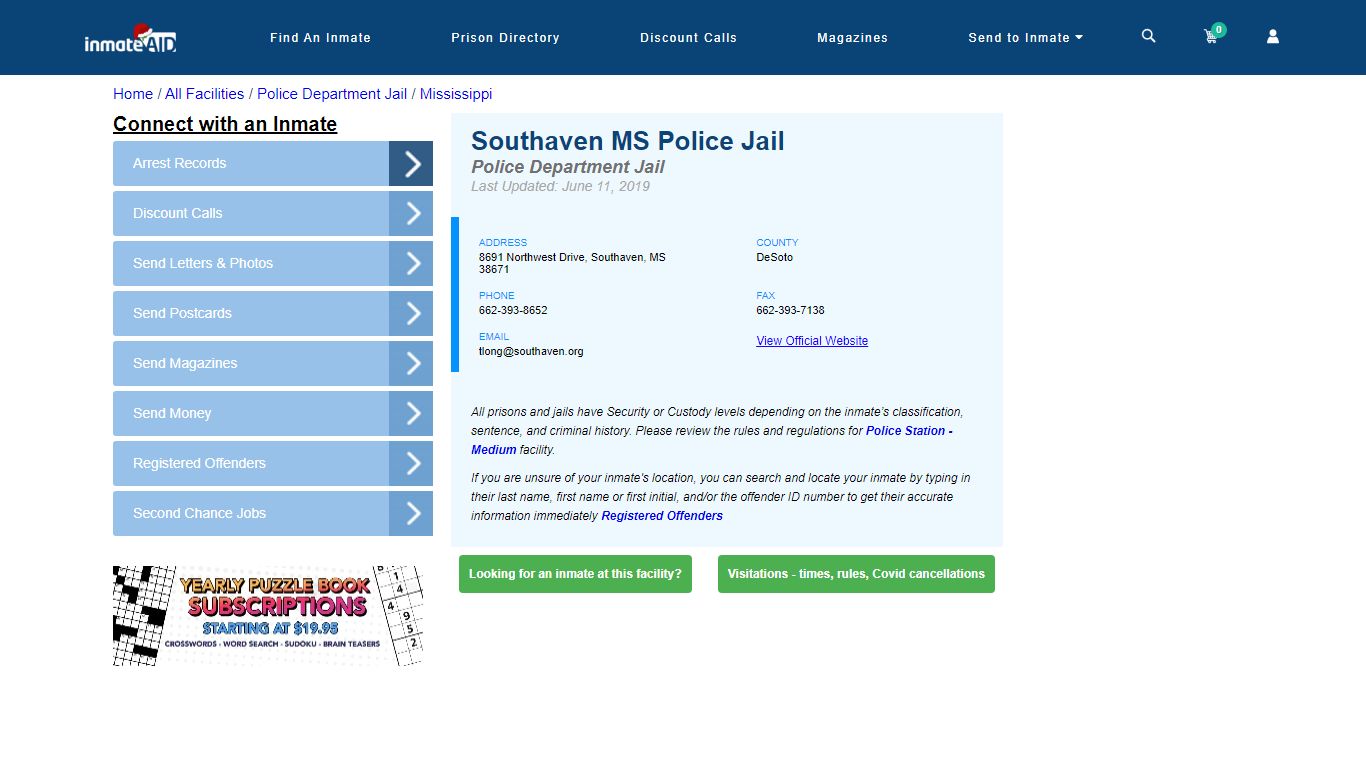 Southaven MS Police Jail & Inmate Search - Southaven, MS