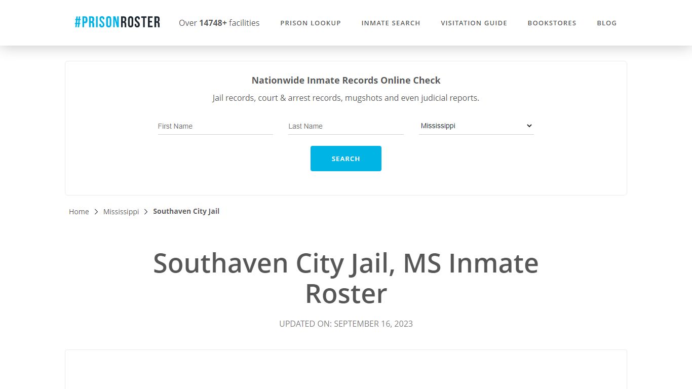 Southaven City Jail, MS Inmate Roster - Prisonroster
